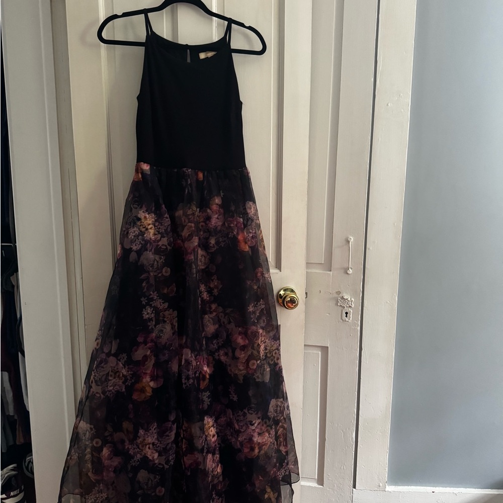 BHLDN Aidan Mattox Black and Floral Maxi Dress